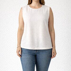 ✨ Harve Benard White Sheer Layered Blouse | Sleeveless Shell Top | Size XL